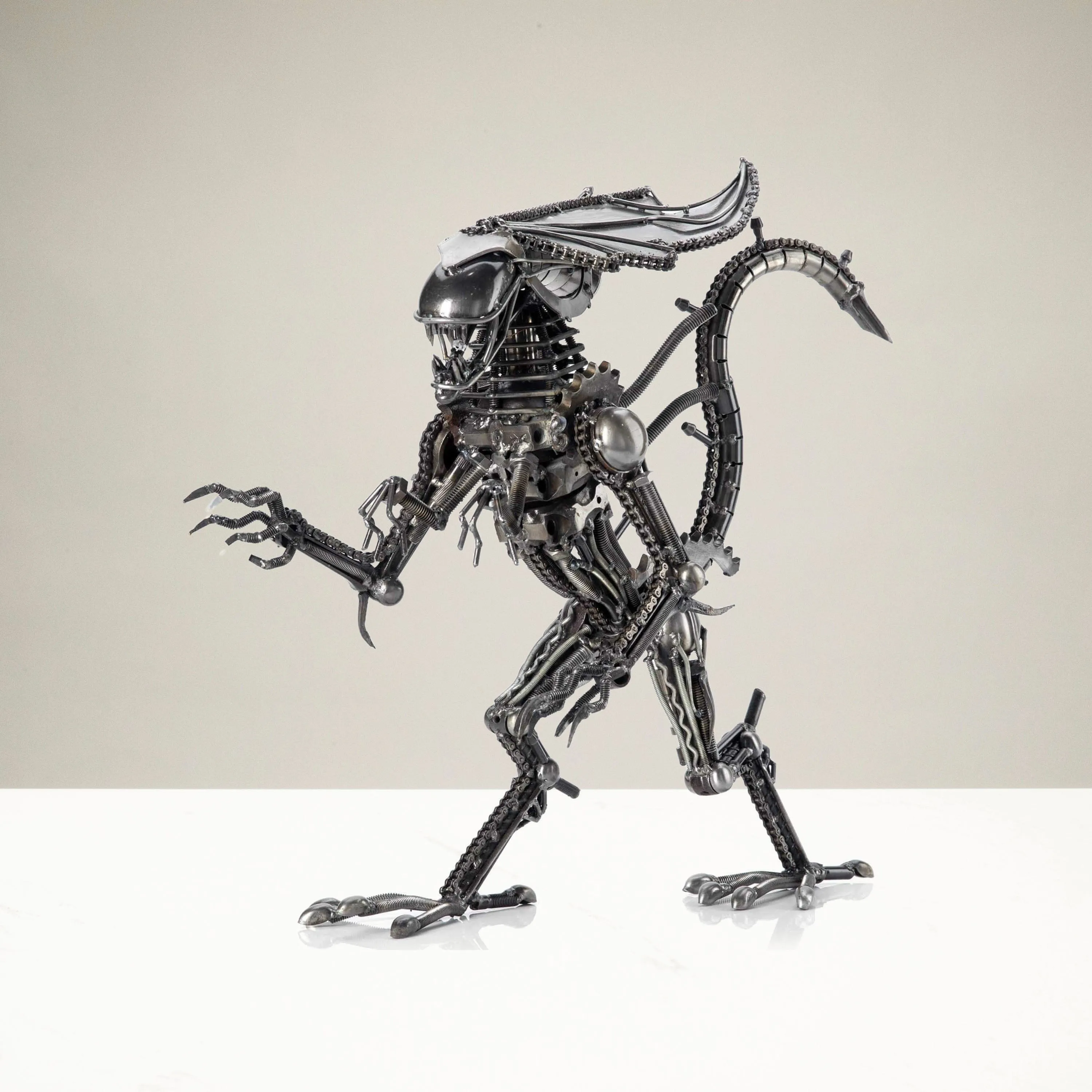 18" Queen Alien Inspired Recycled Metal Sculpture