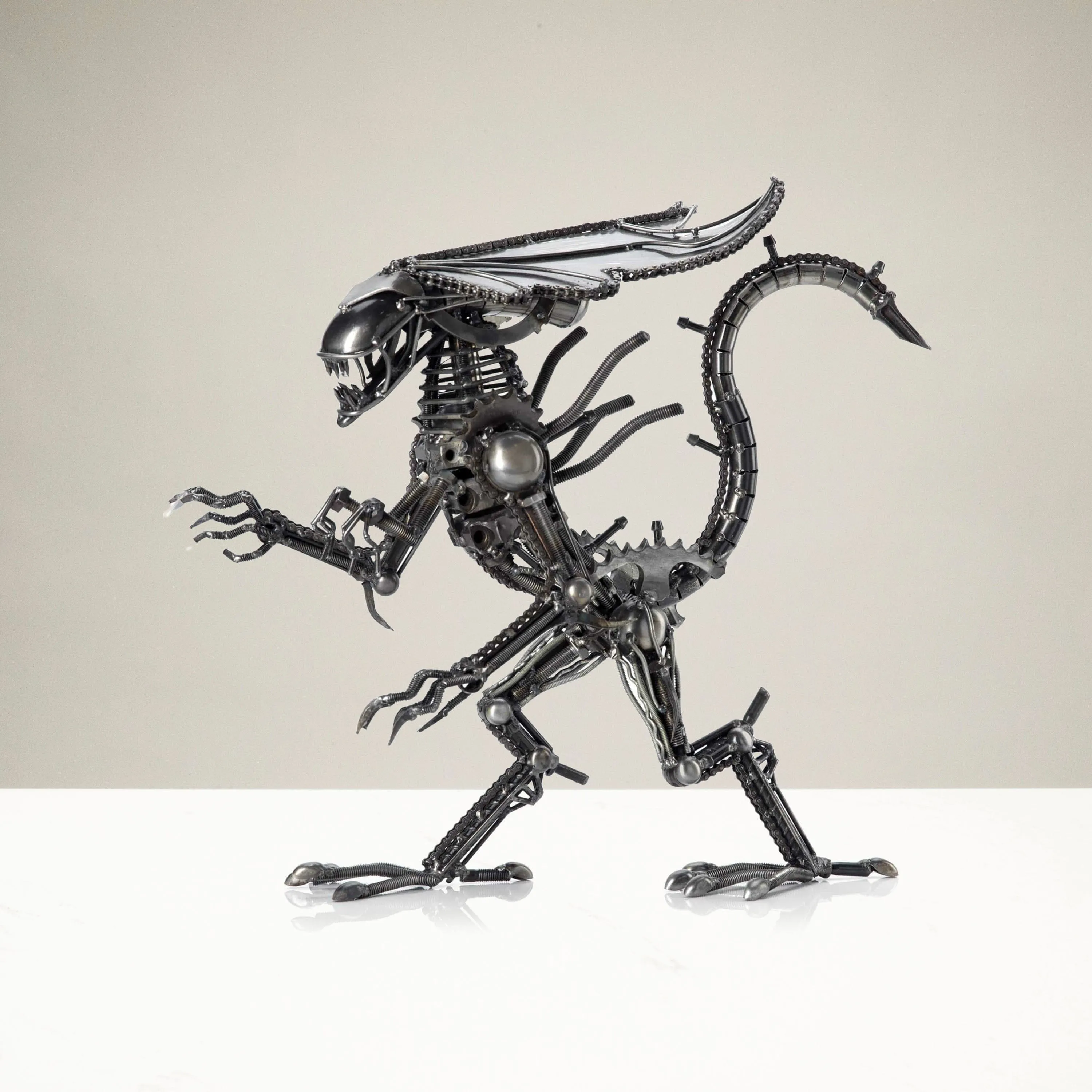 18" Queen Alien Inspired Recycled Metal Sculpture