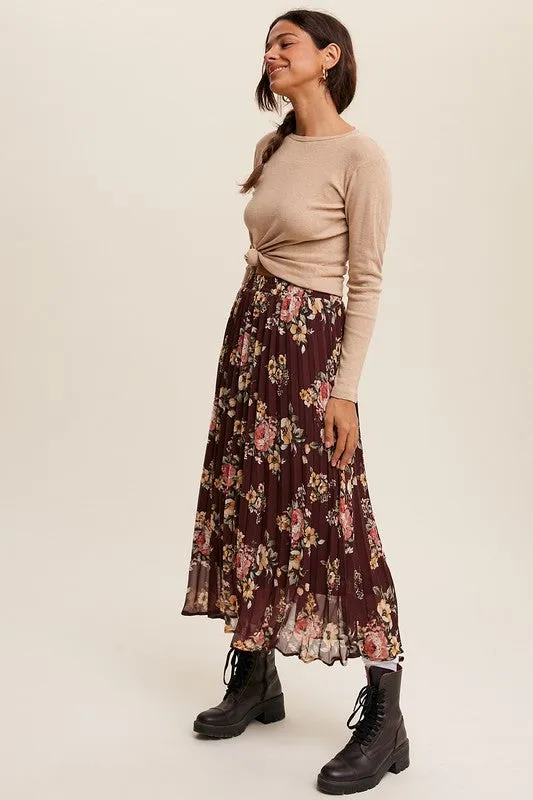 Free Floral Pleated Skirt