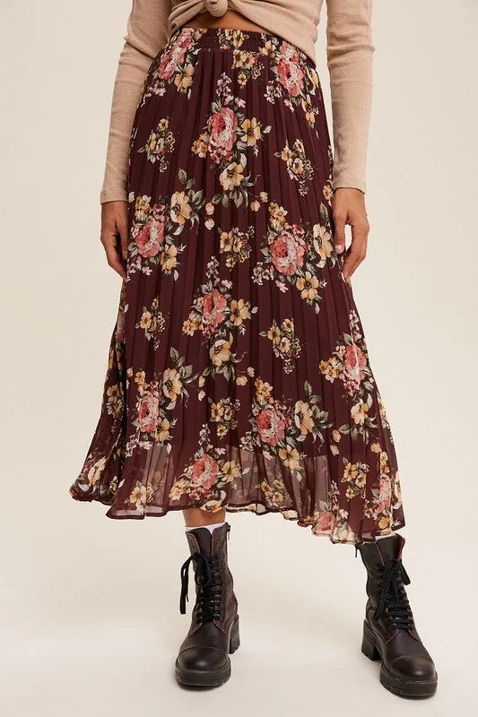 Free Floral Pleated Skirt