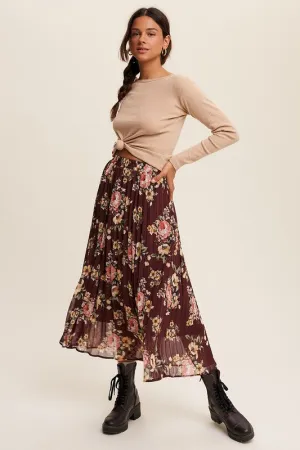 Free Floral Pleated Skirt