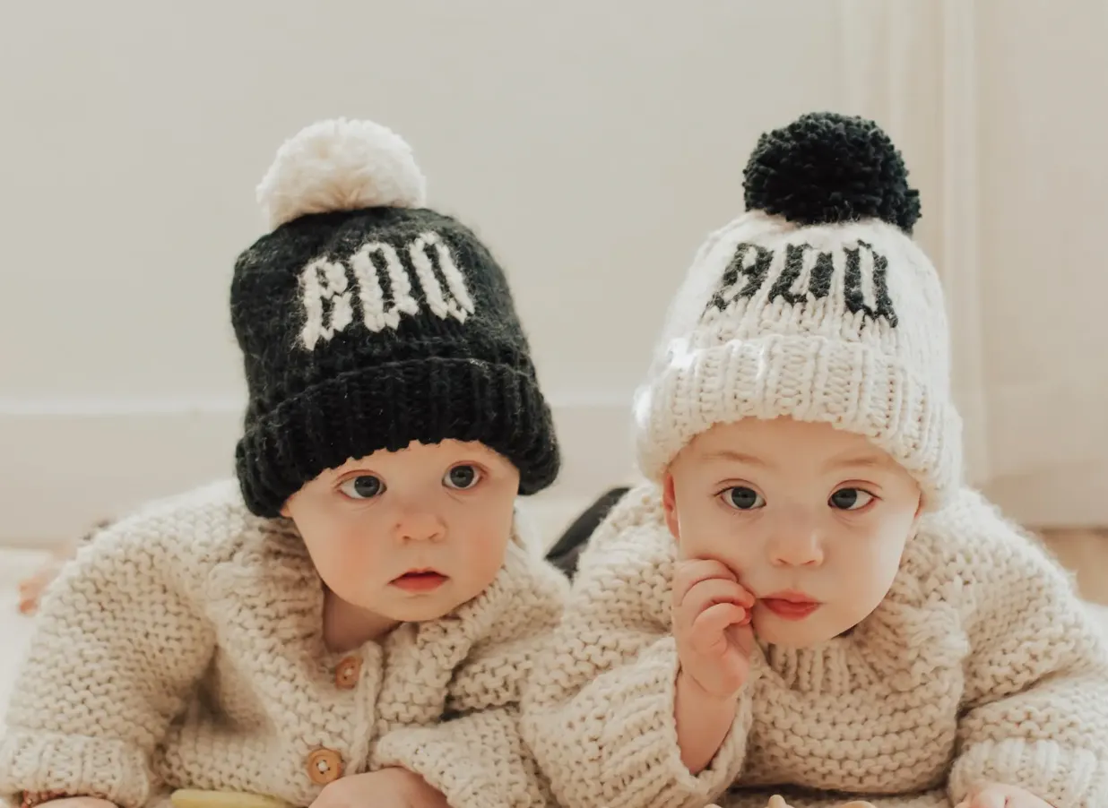 Huggalugs - BOO Handknit Beanie in Black
