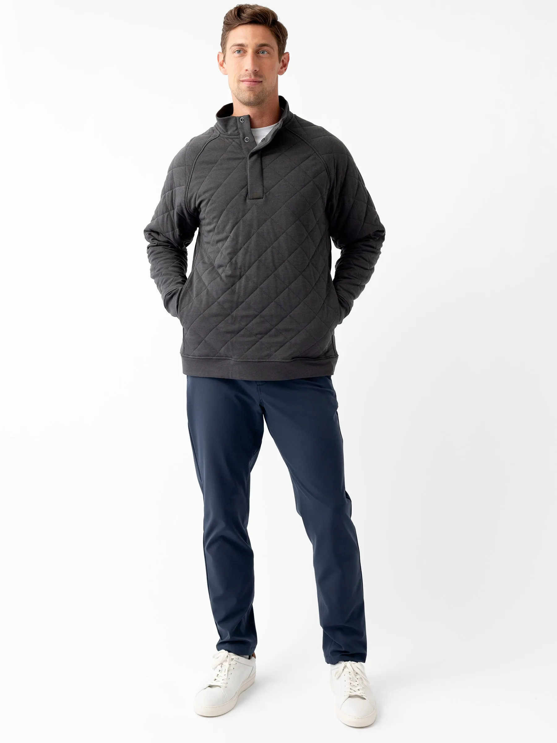 Men's Brushed Bamboo Quilted Snap Pullover