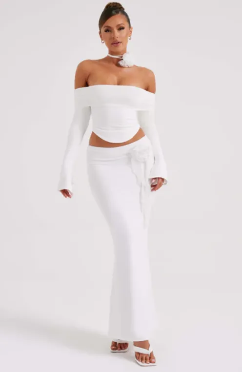 MONTE CARLO OFF SHOULDER  MAXI DRESS SET - White