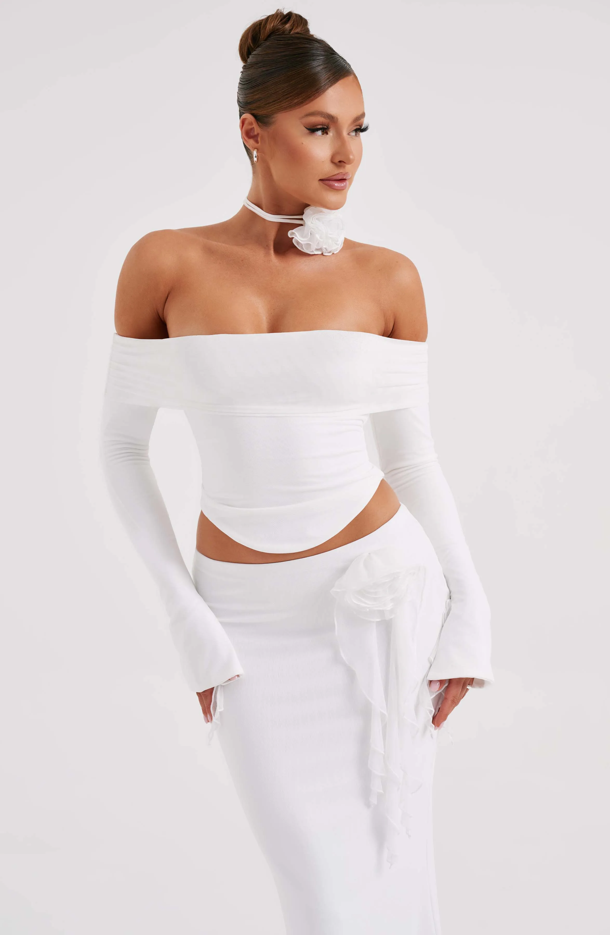 MONTE CARLO OFF SHOULDER  MAXI DRESS SET - White