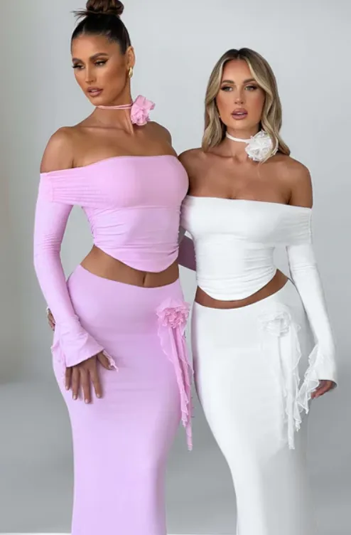 MONTE CARLO OFF SHOULDER  MAXI DRESS SET - White
