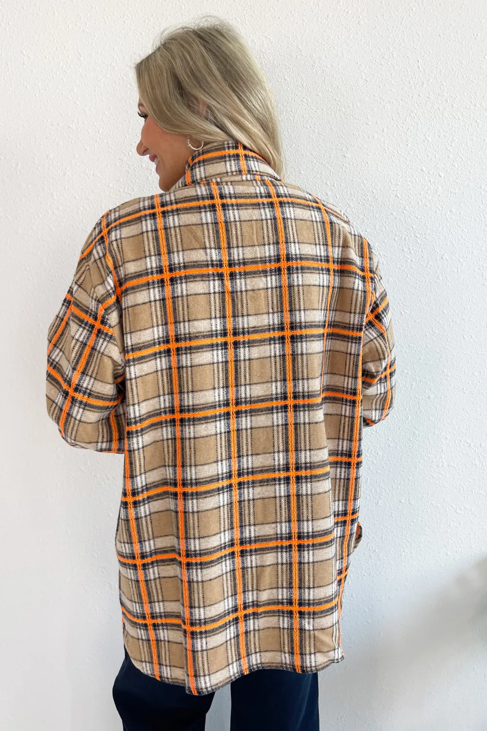 Plaid Button Front Long Shacket