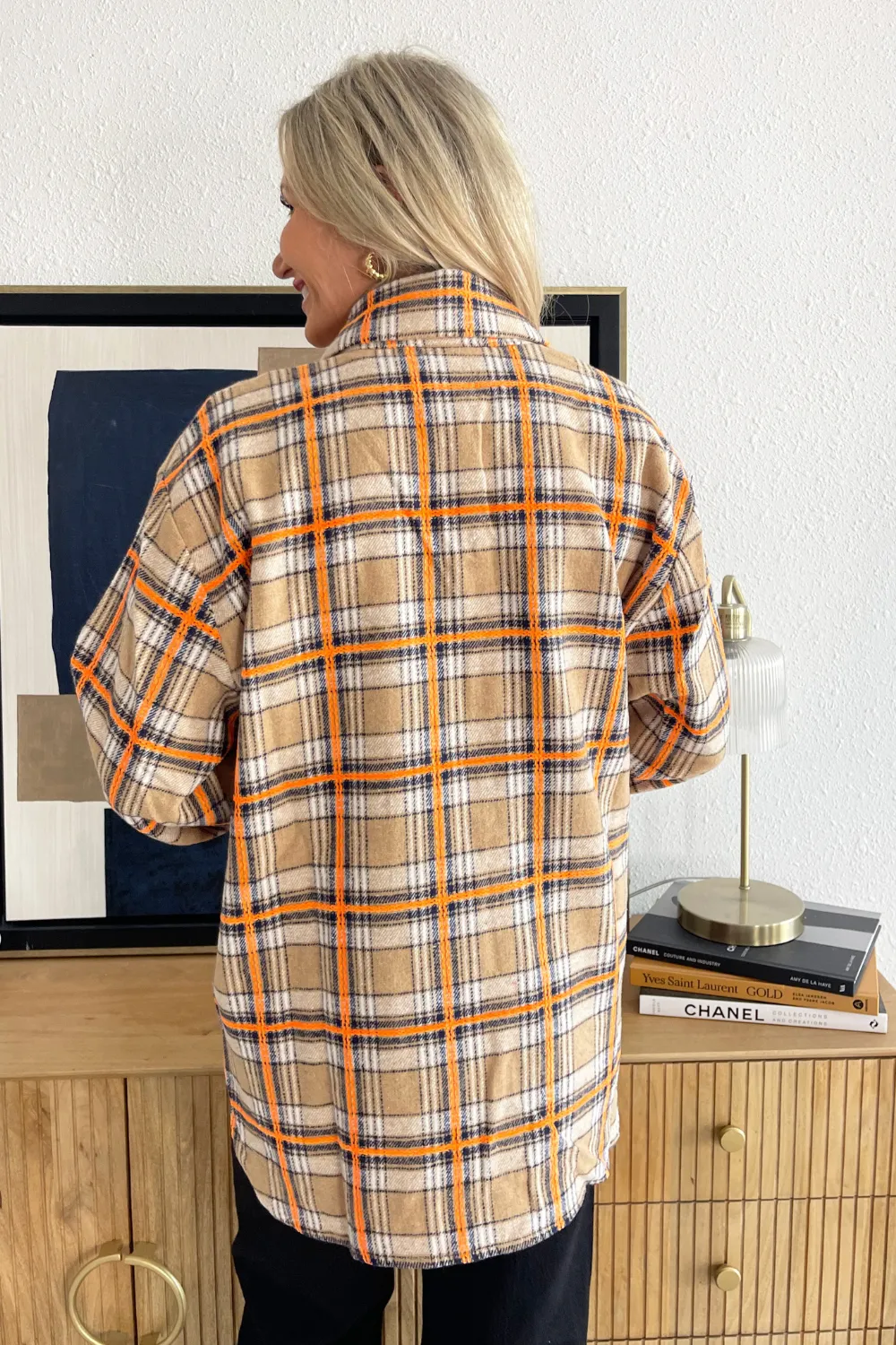 Plaid Button Front Long Shacket