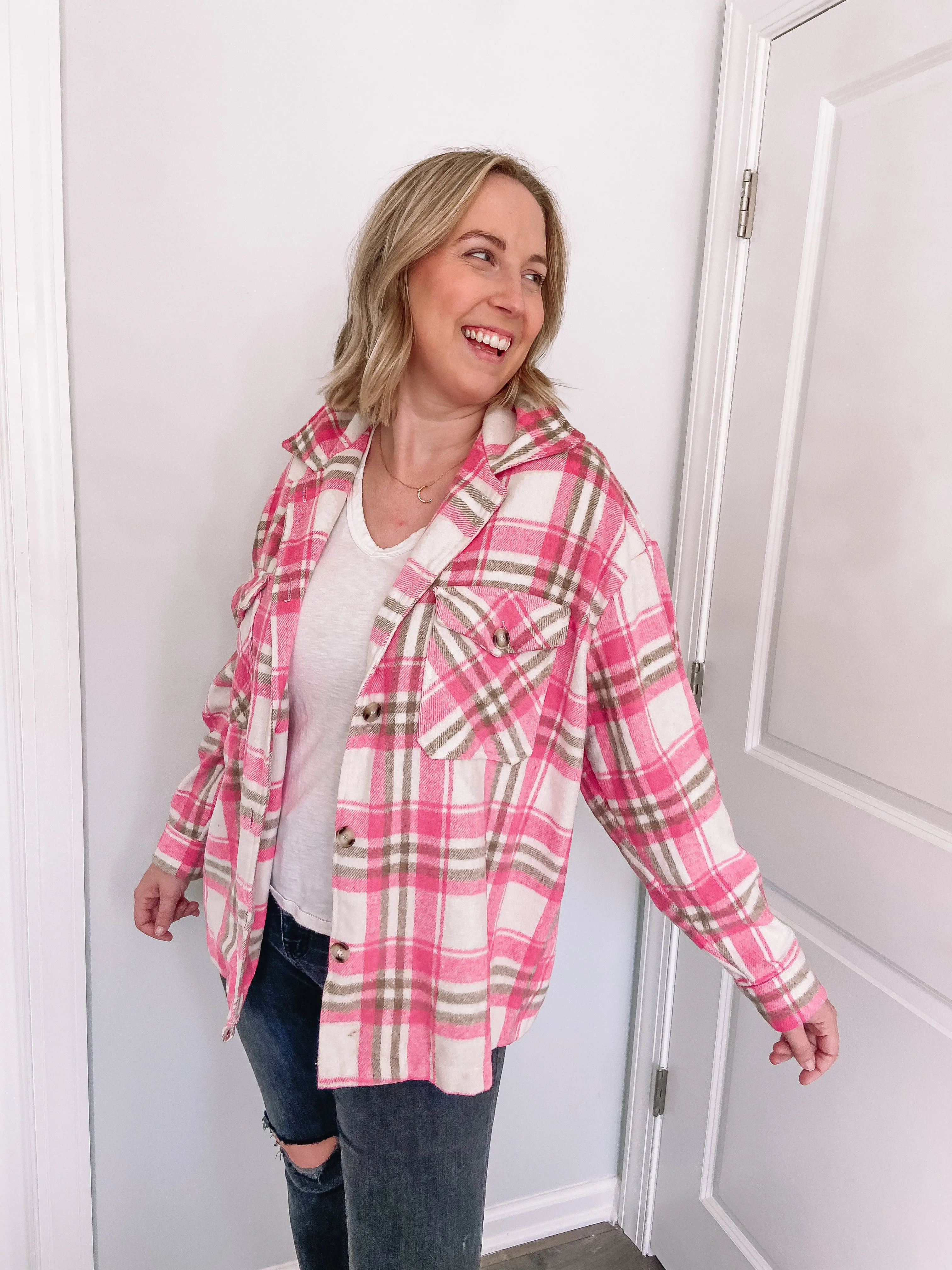 Pumpkin Patch Shacket in Pink