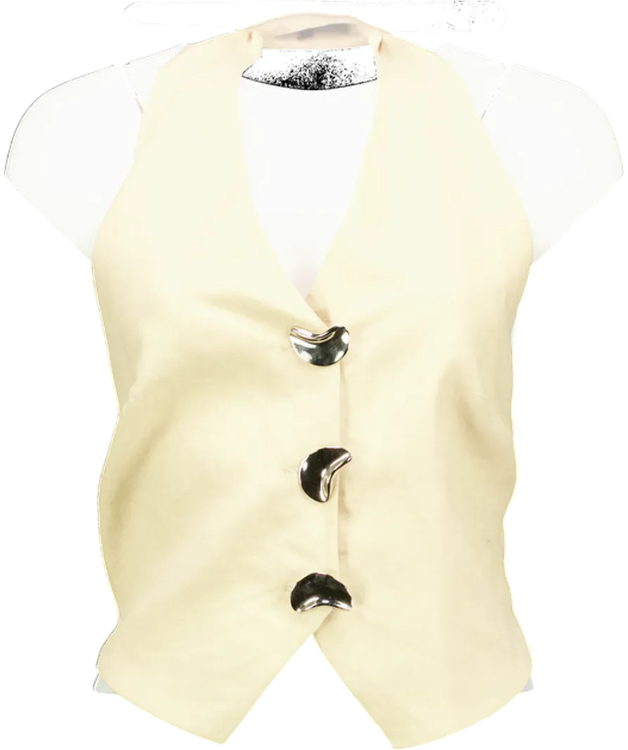 SELMACILEK Beige Linen Back Tie Vest UK S